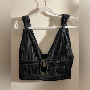 Cult Gaia Black Pleated Top